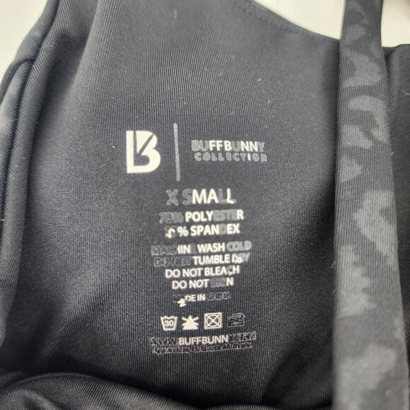 Buffbunny Black Leopard Print Sports Bra Strappy Back High Neck Stretch Size XS - Picture 2 of 3